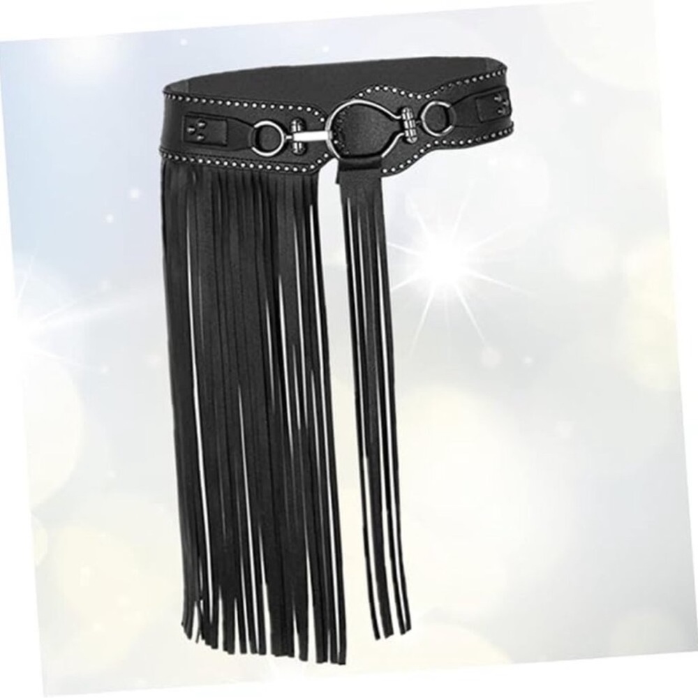 Leather waist chain fringe belt